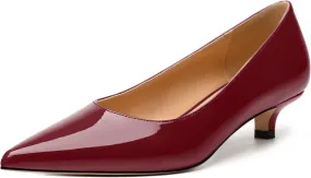 Women's Pumps, Pointed Toe Kitten Heels, Fashion Solid Patent High Heels for Women 1.3 Inch