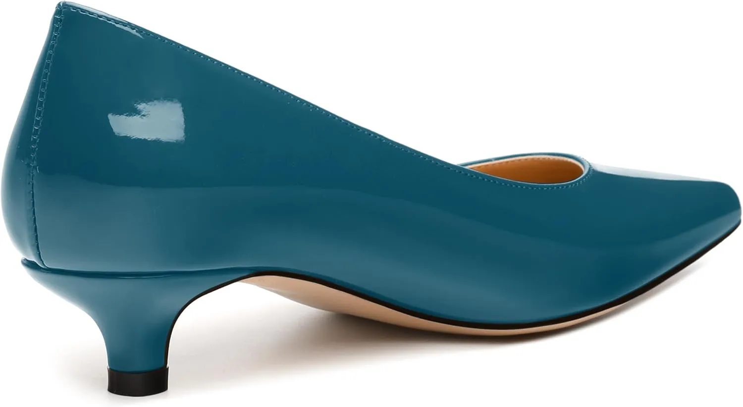 Women's Pumps, Pointed Toe Kitten Heels, Fashion Solid Patent High Heels for Women 1.3 Inch