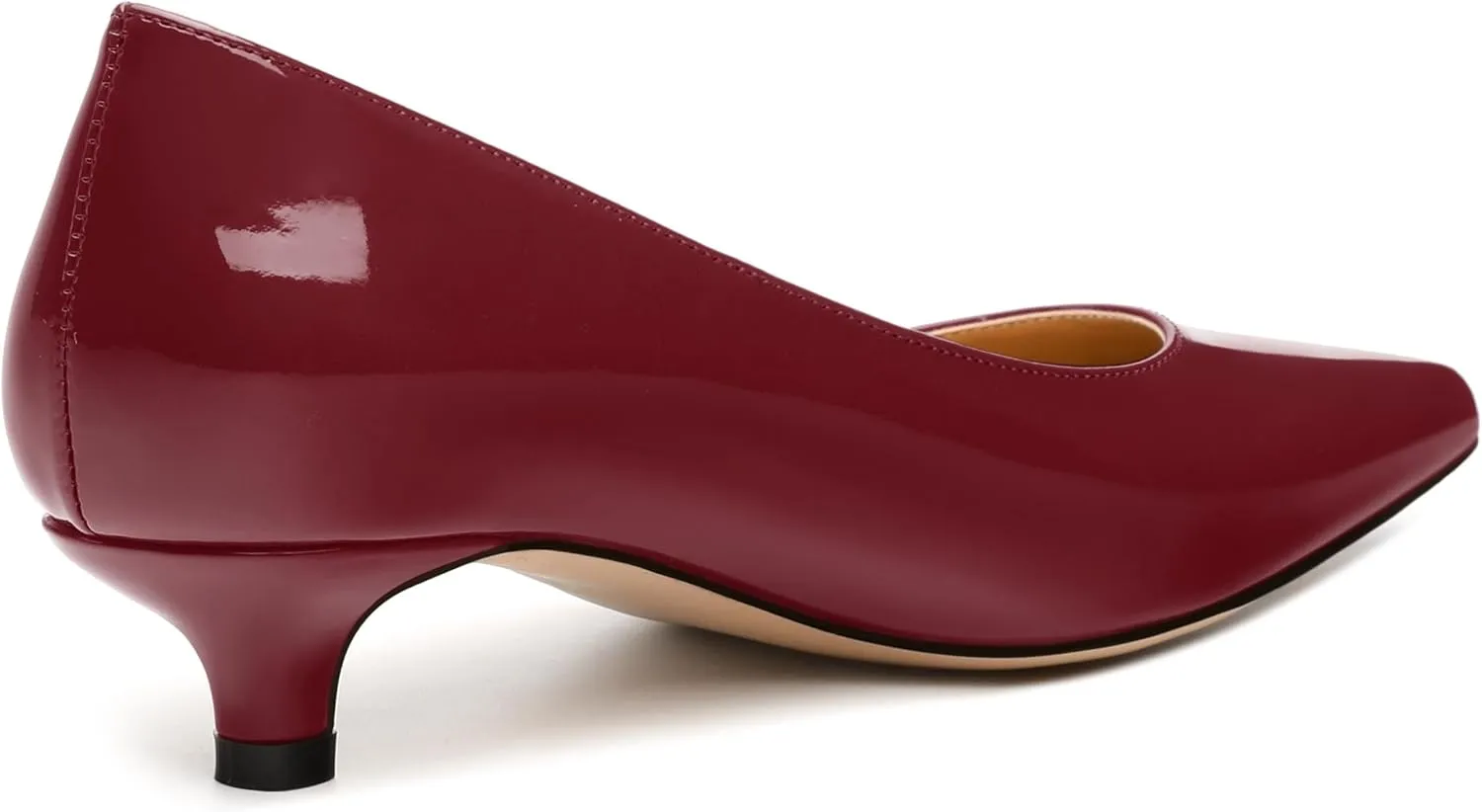 Women's Pumps, Pointed Toe Kitten Heels, Fashion Solid Patent High Heels for Women 1.3 Inch