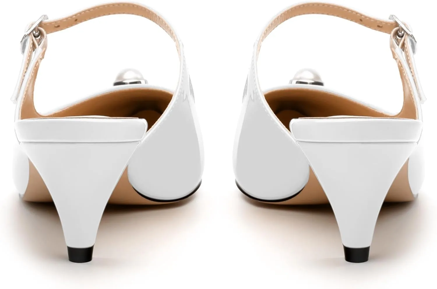 Women's Slide Sandals, Backstrap Buckle Low Kitten Heels, Two Toned Patchwork Pointed Toe, Fashion Party Daily Dress Shoes for Women