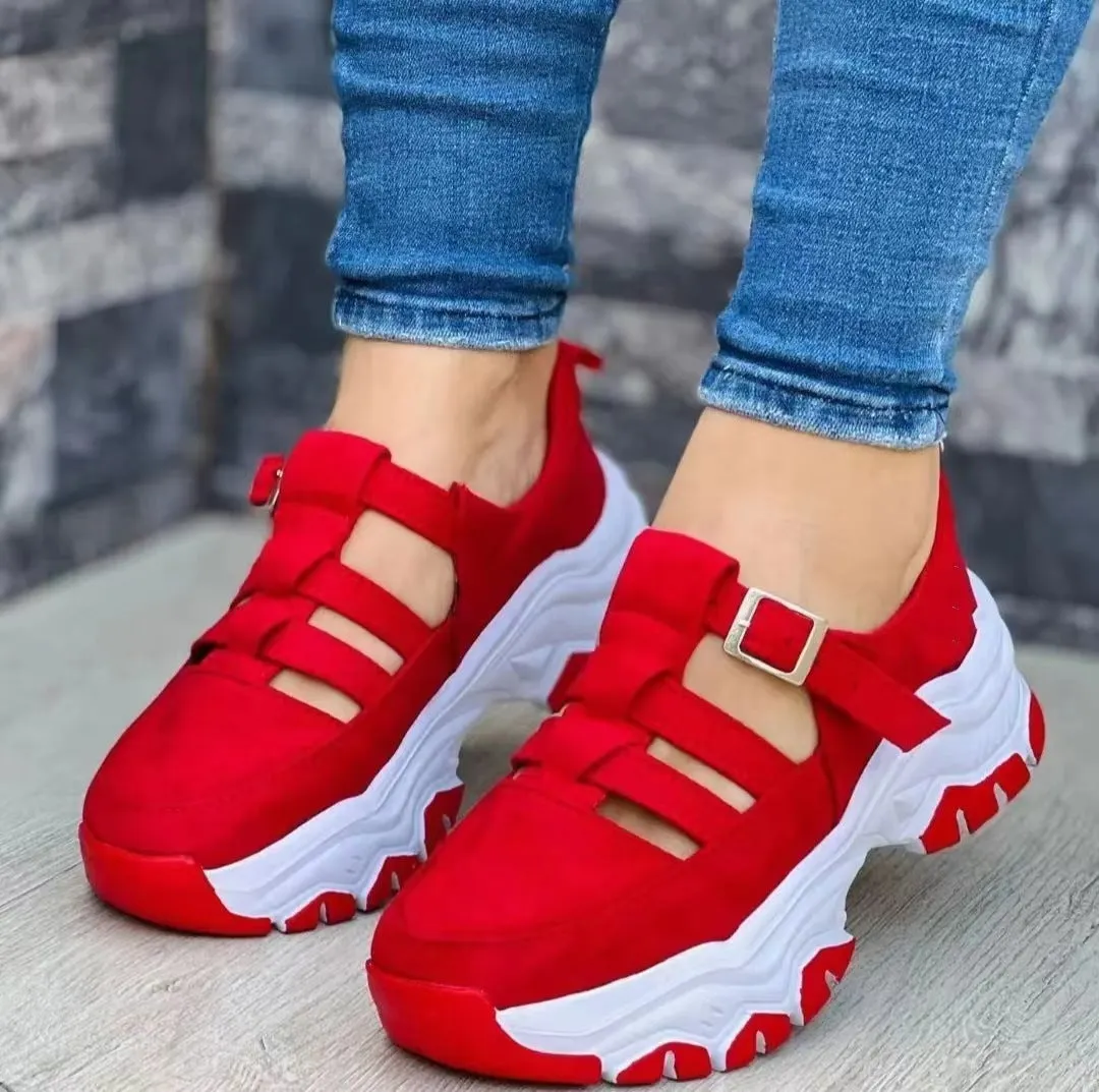 Women's Sports Shoes Buckle Thick-soled Flat Shoes Summer Sandals | Brodtica.com