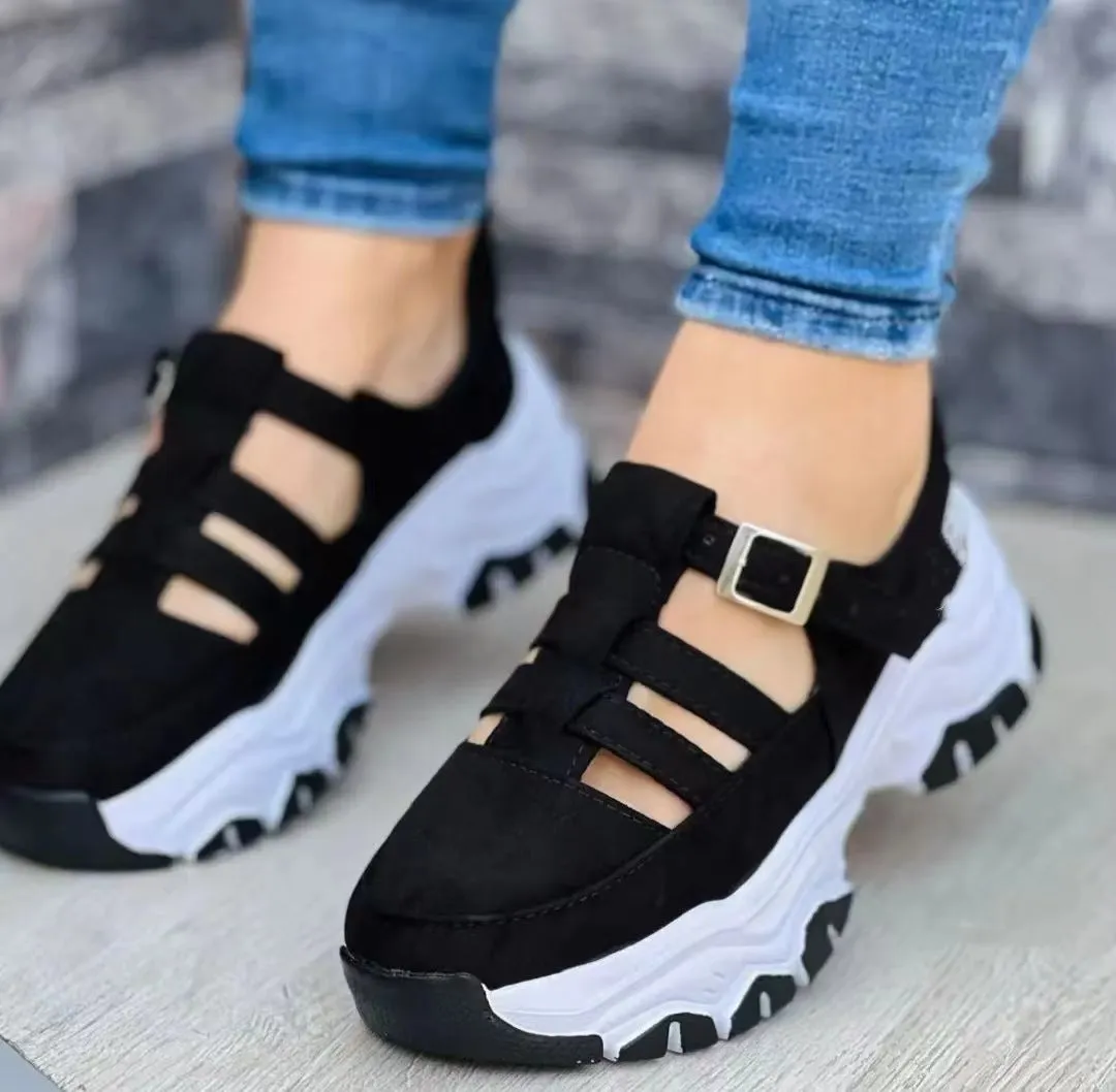 Women's Sports Shoes Buckle Thick-soled Flat Shoes Summer Sandals | Brodtica.com