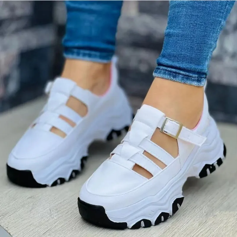 Women's Sports Shoes Buckle Thick-soled Flat Shoes Summer Sandals | Brodtica.com