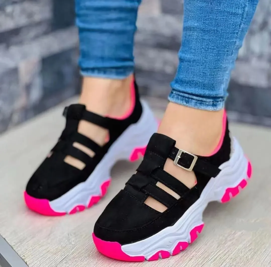 Women's Sports Shoes Buckle Thick-soled Flat Shoes Summer Sandals | Brodtica.com