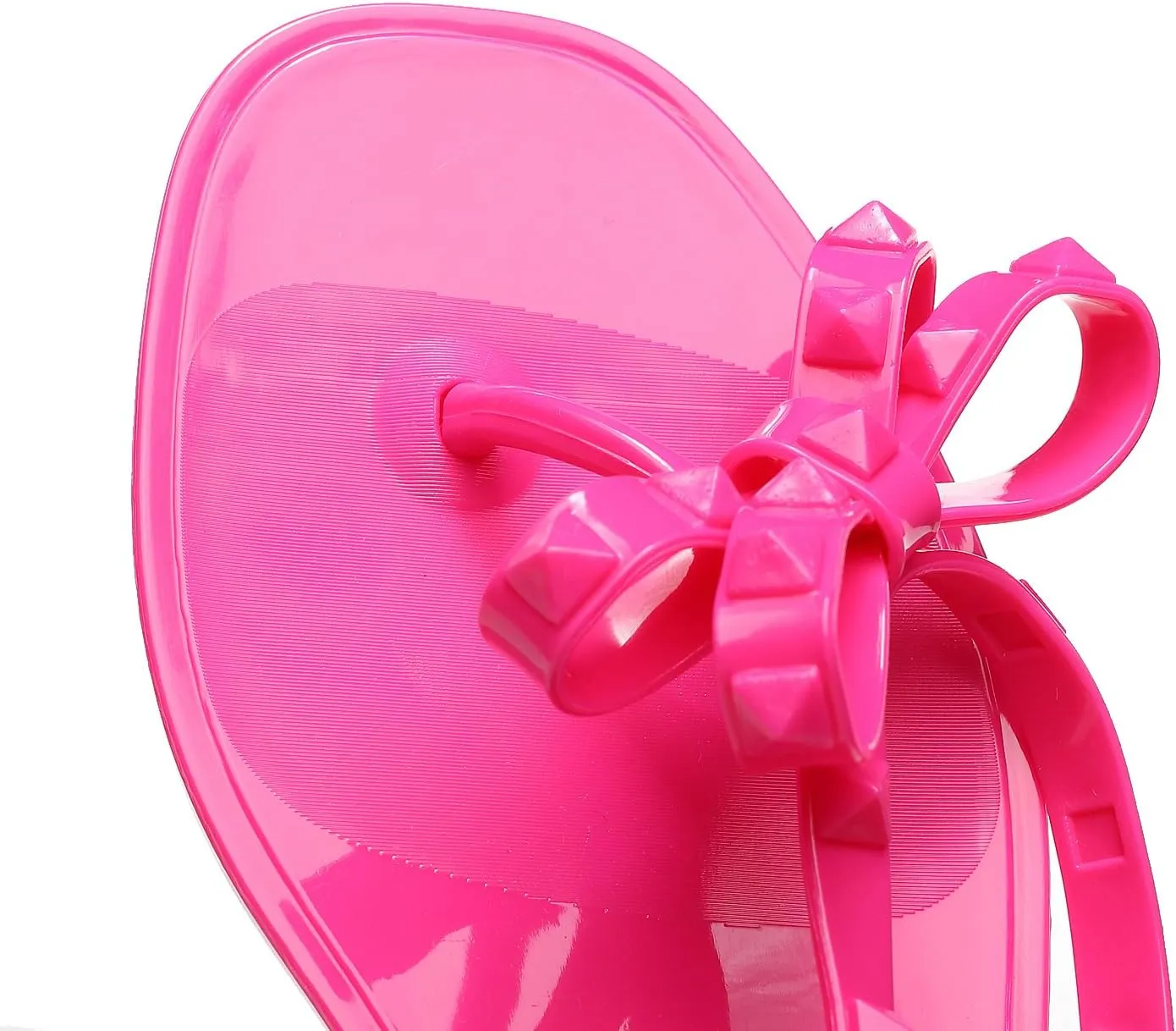 Womens Studded Sandals Flat Jelly Shoes Bow Flip Flops Thong for Ladies Black Size 7 Stud Slip On Summer Beach Rivets Dressy Slides