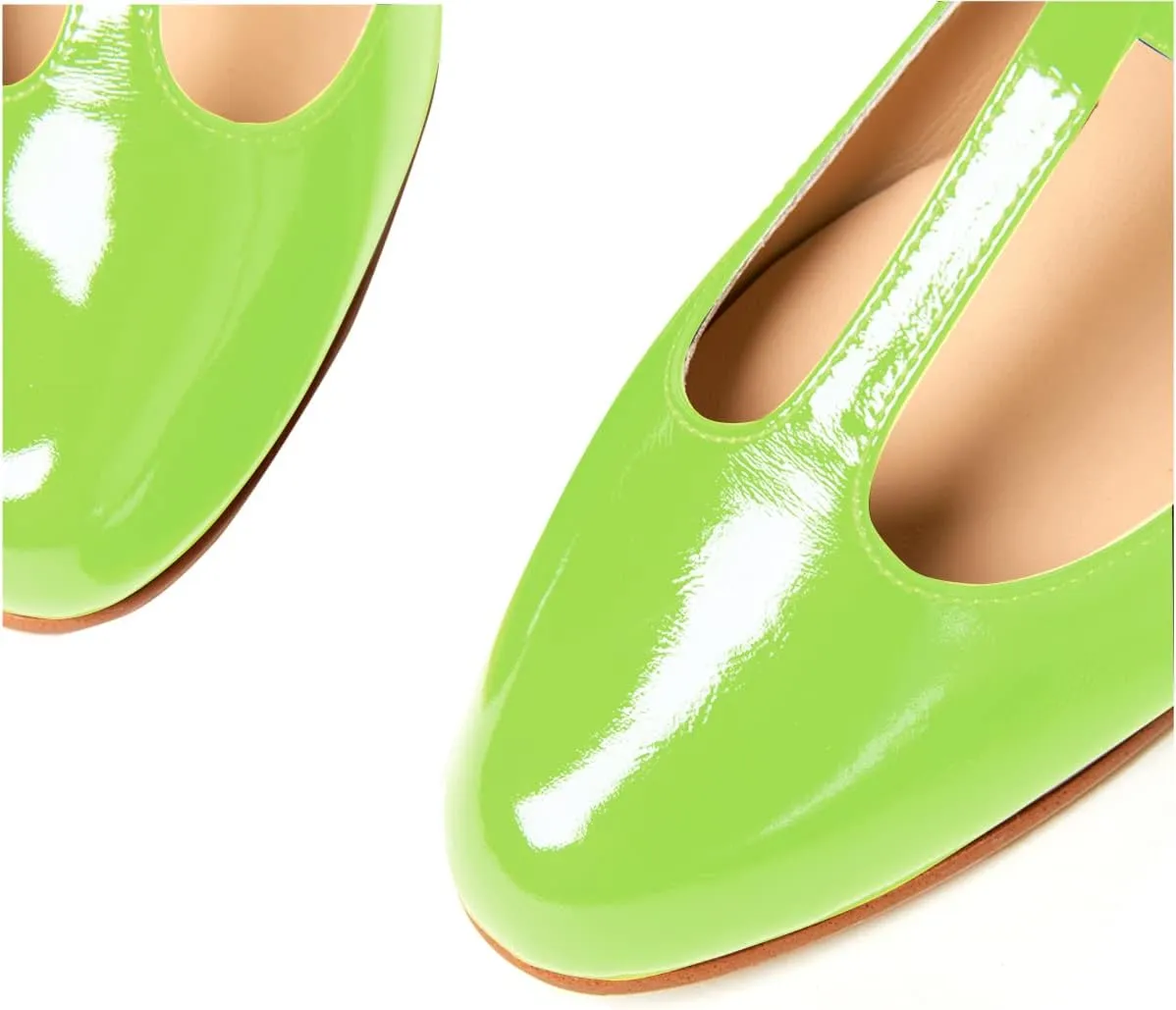 Women's Vintage Patent Leather Round Toe Cutout T-Strap Dress Flats Shoes Comfortable Causal Closed Toe Slip On Mary Jane Flats Pumps