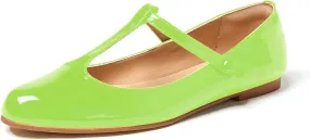 Women's Vintage Patent Leather Round Toe Cutout T-Strap Dress Flats Shoes Comfortable Causal Closed Toe Slip On Mary Jane Flats Pumps